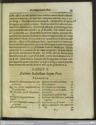 Caput V. Exhibet Subjectum hujus Fori