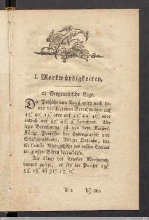 I. Merkwürdigkeiten.