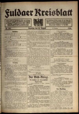 Ausgabe vom Dienstag, den 22. August 1916.