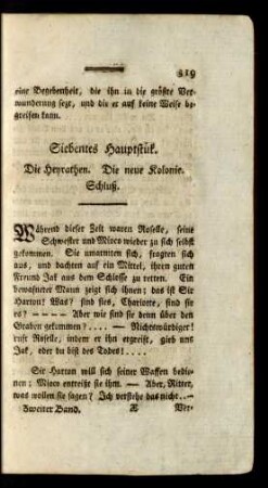 Siebentes hauptstük. Die Heyrathen. Die neue Kolonie. Schluß