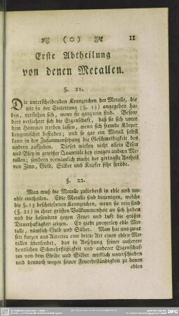 Erste Abtheilung von denen Metallen