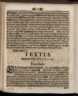 Textus. Aus dem Joh. XVI, v. 5. - 14. Exordium