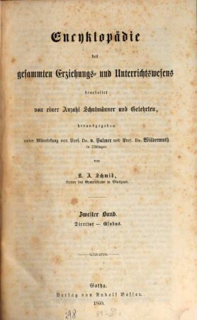 Encyklopädie des gesammten Erziehungs- und Unterrichtswesens. 2, Director - Globus