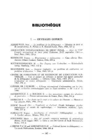 247-250, Ouvrages acquis par la bibliothèque de la Société en 1966