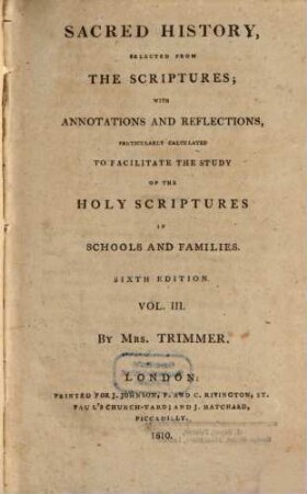 Sacred History : selected from the scriptures with annotations and reflections. 3