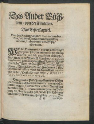 Das Ander Büchlein/ von der Curation.