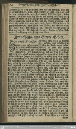 Kranckheits= und Sterbe=Gebete