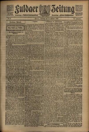 Dritte Ausgabe vom Samstag, den 27. Februar 1909.