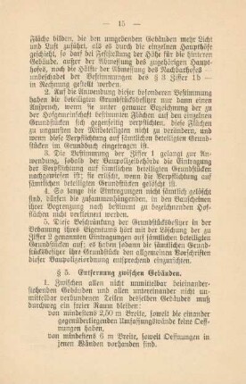 § 5. Entfernung zwischen Gebäuden