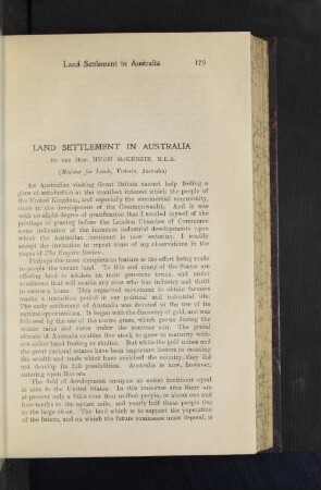 Land Settlement in Australia