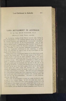 Land Settlement in Australia