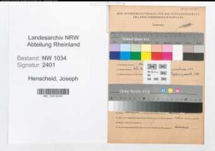 Entnazifizierung Joseph Henscheid , geb. 07.11.1901 (Stabsfeldwebel)