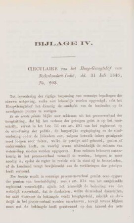 Bijlage IV. Circulaire van het Hoog-Geregtshof van Nederlandsch-Indie, dd. 31 Juli 1848, No. 203