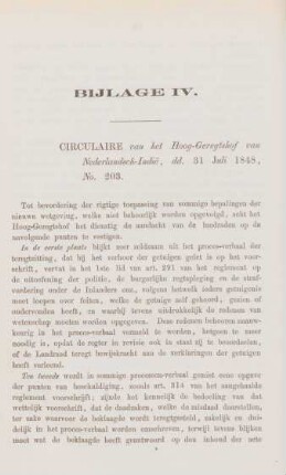 Bijlage IV. Circulaire van het Hoog-Geregtshof van Nederlandsch-Indie, dd. 31 Juli 1848, No. 203