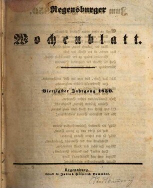 Regensburger Wochenblatt, 40. 1850