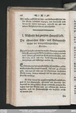 I. Abschnitt des zweyten Hauptstücks. Die öffentlichen Lehr- und Bekenntnißbücher der evangelischlutherischen Kirche.