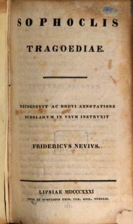 Sophoclis Tragoediae