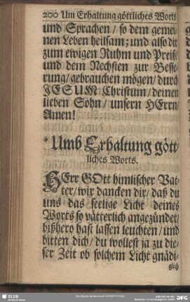 Umb Erhaltung göttliches Worts