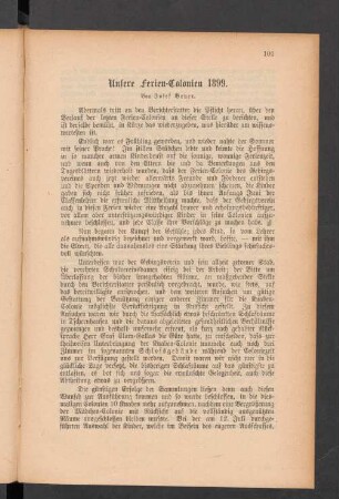 Unsere Ferien-Colonien 1899