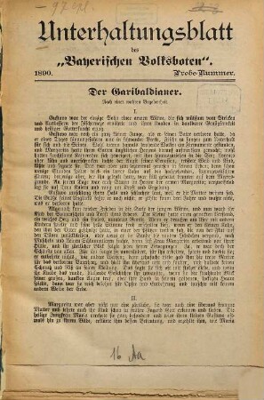 Bayerischer Volks-Bote. Unterhaltungs-Blatt zum Bayerischen Volksboten. 1890