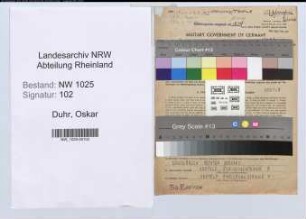 Entnazifizierung Oskar Duhr , geb. 08.03.1922 (Kaufmaennischer Angestellter)