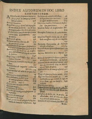 Index Autorum In Hoc Libro Contentorum.
