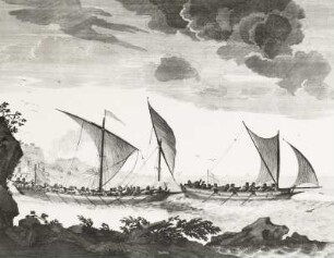 Eine Brigantine verfolgt eine Feluke : Danckerts, C.: Eine Brigantine verfolgt eine Feluke, Radierung