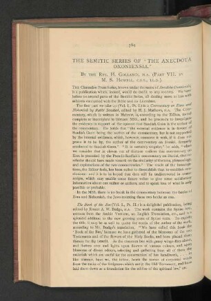 The Semitic Series of "The Anecdota Oxoniensia".