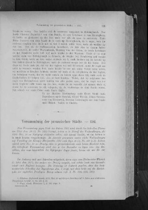 Versammlung der preussischen Städte. - 1381.