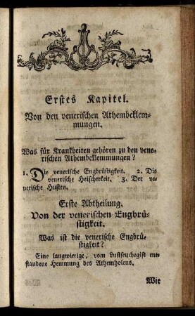 Erstes Kapitel. Von den venerischen Athembeklemmungen
