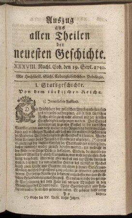 XXXVIII. Nachl. Coburg, den 19. Sept. 1750.