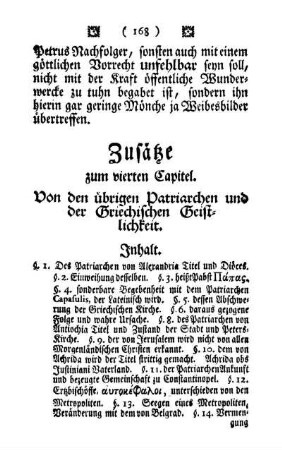 Zusätze zum vierten Capitel. Von den übrigen Patriarchen und der Griechischen Geistlichkeit.