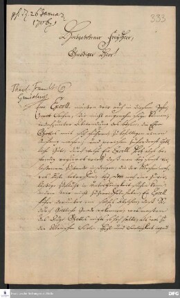 Brief von Joachim Just Breithaupt, Paul Anton und August Hermann Francke an Marquard Ludwig von Printzen.