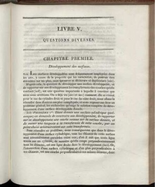 Livre V. Questions Diverses.