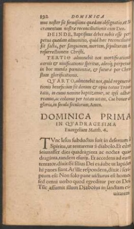 Dominica Prima In Quadragesima ...