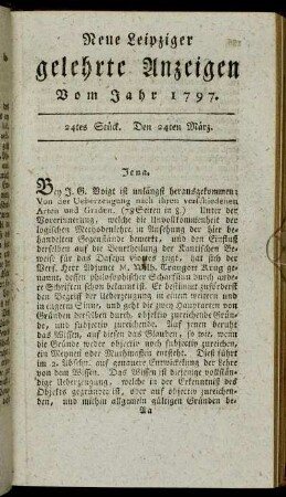 24tes Stück. Den 24ten März.
