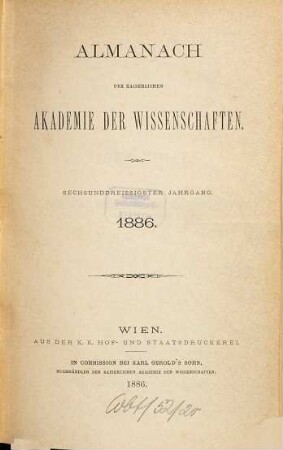 Almanach : für das Jahr .... 36. 1886