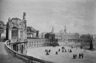 Dresden, Blick über den Zwingerhof auf die Gemäldegalerie