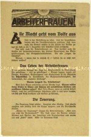 Aufruf der KPD an Frauen zur Reichstagswahl am 7. Dezember 1924