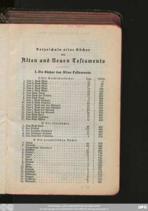Verzeichnis aller Bücher des Alten und Neuen Testaments