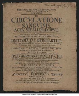 Disputatio Inauguralis Physiologico-Pathologico-Medica Secunda De Circulatione Sanguinis Actu Vitali Præcipuo