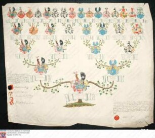 Ahnenprobe des Ludwig Schenk z. Schweinsberg. - ausgefertigt 1802 September 13, Pergament