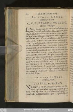 Epistola LXXXVI. Amsterodamum. Gaspari Diemeno.