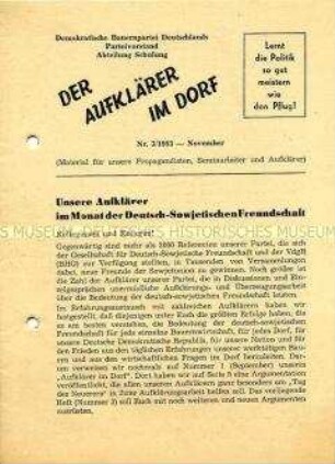 Mitteilungsblatt des DBD-Parteivorstandes u.a. zum "Monat der Deutsch-Sowjetischen Freundschaft"