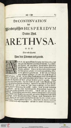 Der Continuation der Nürnbergischen Hesperidum Dritter Theil Arethusa
