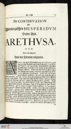 Der Continuation der Nürnbergischen Hesperidum Dritter Theil Arethusa