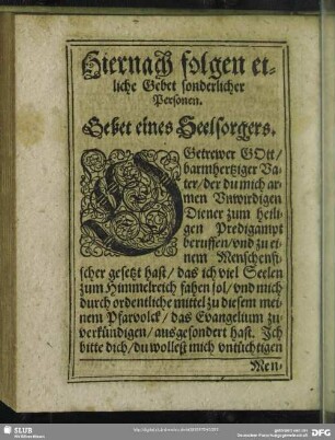 Hiernach folgen etliche Gebet sonderlicher Personen