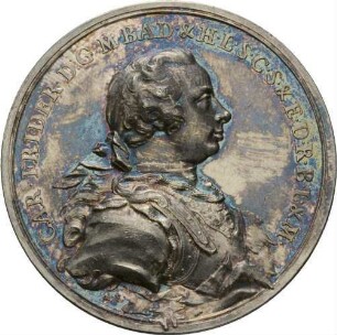 Porträtmedaille Karl Friedrichs mit Wahlspruch 1751