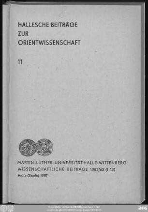 Hallesche Beiträge zur Orientwissenschaft ; 11
