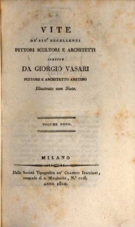 Vite de' piu' eccellenti pittori, scultori e architetti, 9